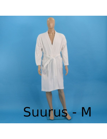 Valge hommikumantel tikandiga