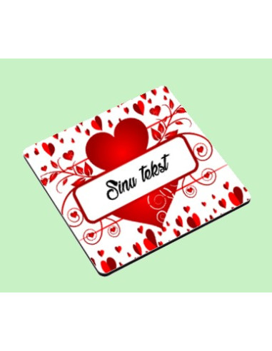 Ruudukujuline valmiskujundusega magnet südamete ja sinu tekstiga