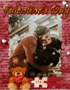 Ristkülikukujuline magnet tekstiga Valentines Day ja sinu foto 2