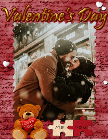 Ristkülikukujuline magnet tekstiga Valentines Day ja sinu foto Ristkülikukujuline magnet tekstiga Valentines Day ja sinu foto