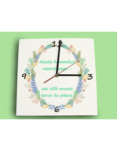 Nelinurkne seinakell "Alusta hommikut naeratusega"