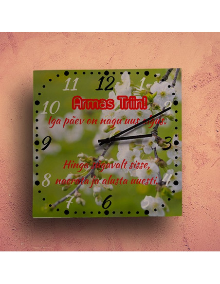 Suur nelinurkne seinakell Iga päev on uus algus