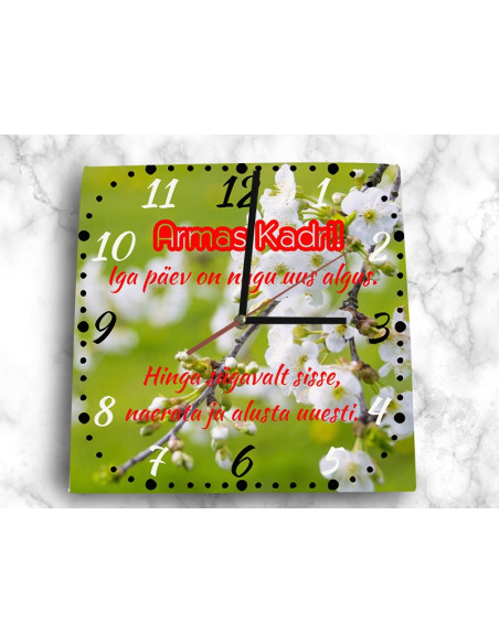 Suur nelinurkne seinakell Iga päev on uus algus