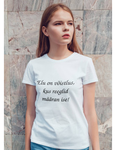 Sportlik naiste t-särk ELU ON VÕISTLUS