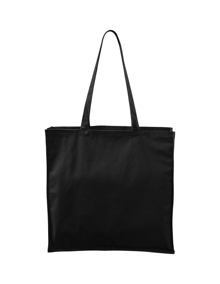 Suur värviline riidest kott tikitud teksti ja/või motiiviga